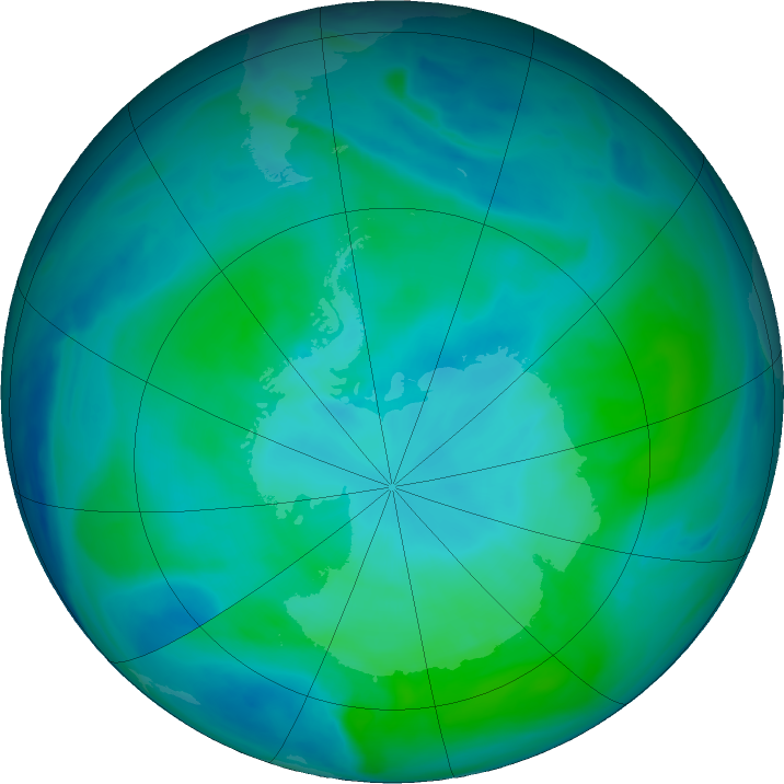 Antarctic ozone map for 14 January 2023